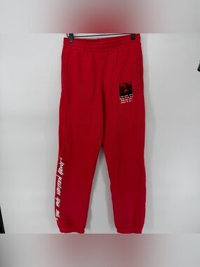 Off-White c/o Virgil Abloh SS19 Red Mona Lisa Print Sweatpants Joggers Size XS